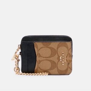 ❤️❤️❤️Coach zip card case/Gold chain ❤️❤️❤️